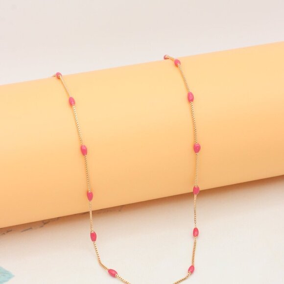 Elegant Rose Gold Beaded Necklace with Adjustable Chain, XPNL0336 - Picture 7 of 12